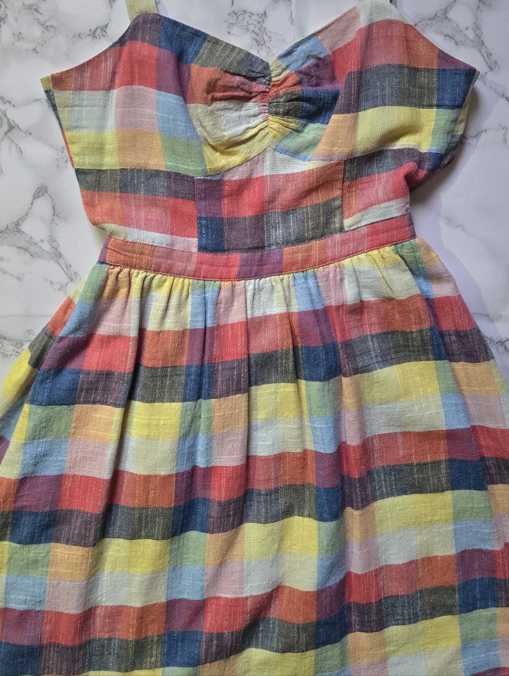 Modcloth Multicolor Gingham Sundress Prairie Picnic Cottagecore Boho Small - Picture 8 of 12